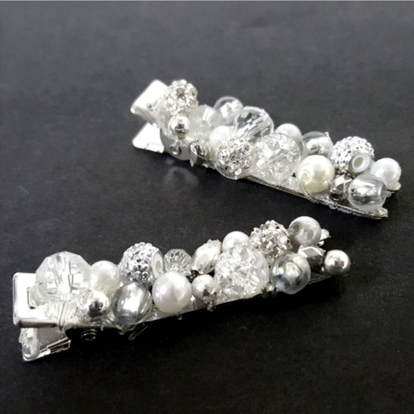 Mini Pearl & Crystal Hair Clips - Picture 1 of 5